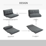 2-in-1 Floor Chair Sofa Bed, 13-Position Adjustable Backrest, Linen Gray