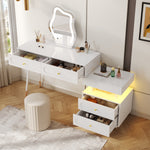Dressing Table Set with LED Mirror & 4 Drawers, White