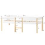 Children's bed with fall protection, 90x200 cm, solid pine wood, white & oak