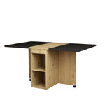 Dining Table Set with 4 Chairs, Folding and Extendable Table, 120x80x75cm, White, Oak and Black