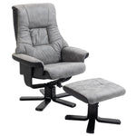 Recliner with Footstool Swivel TV Chair Reclining Function Microfiber Gray