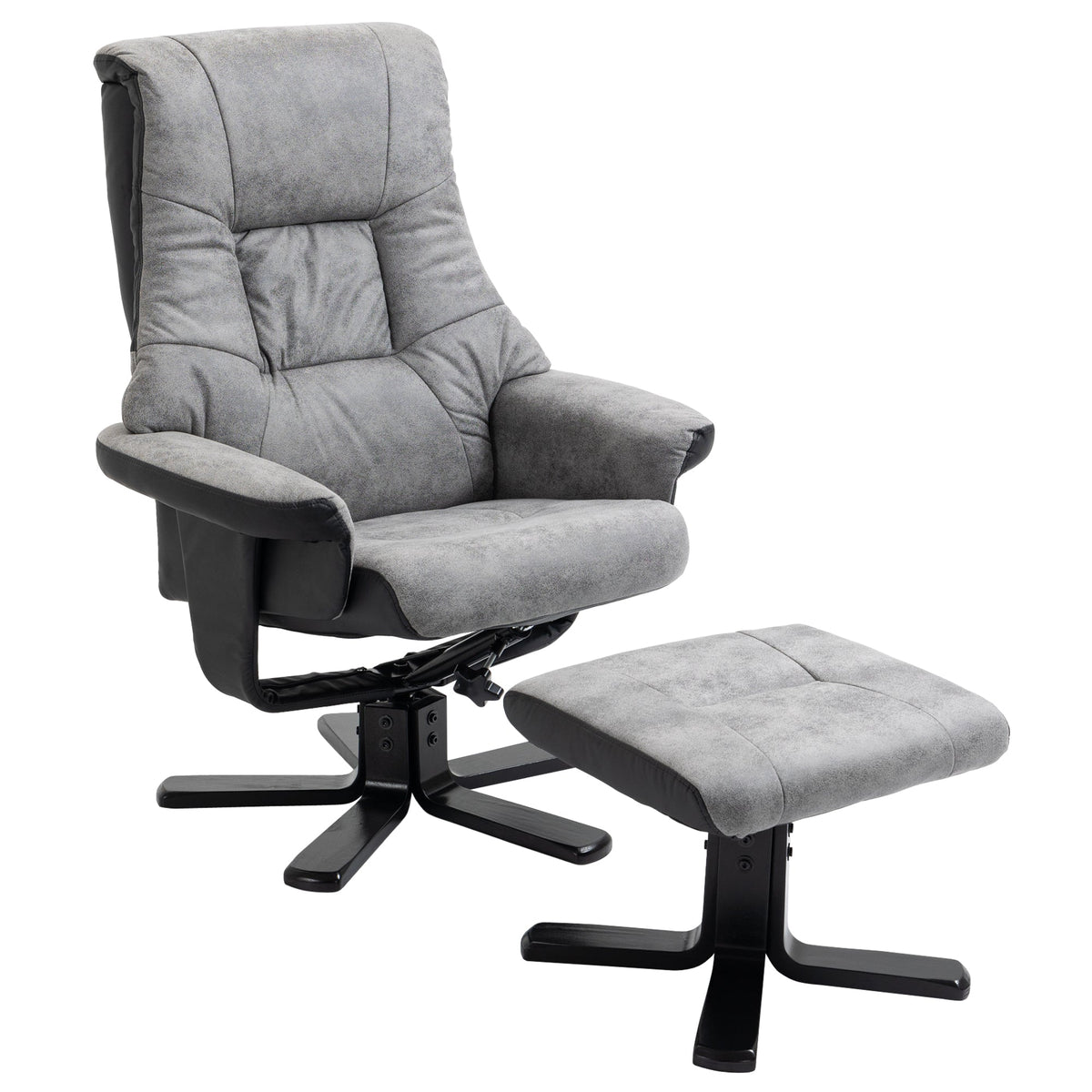 Recliner with Footstool Swivel TV Chair Reclining Function Microfiber Gray
