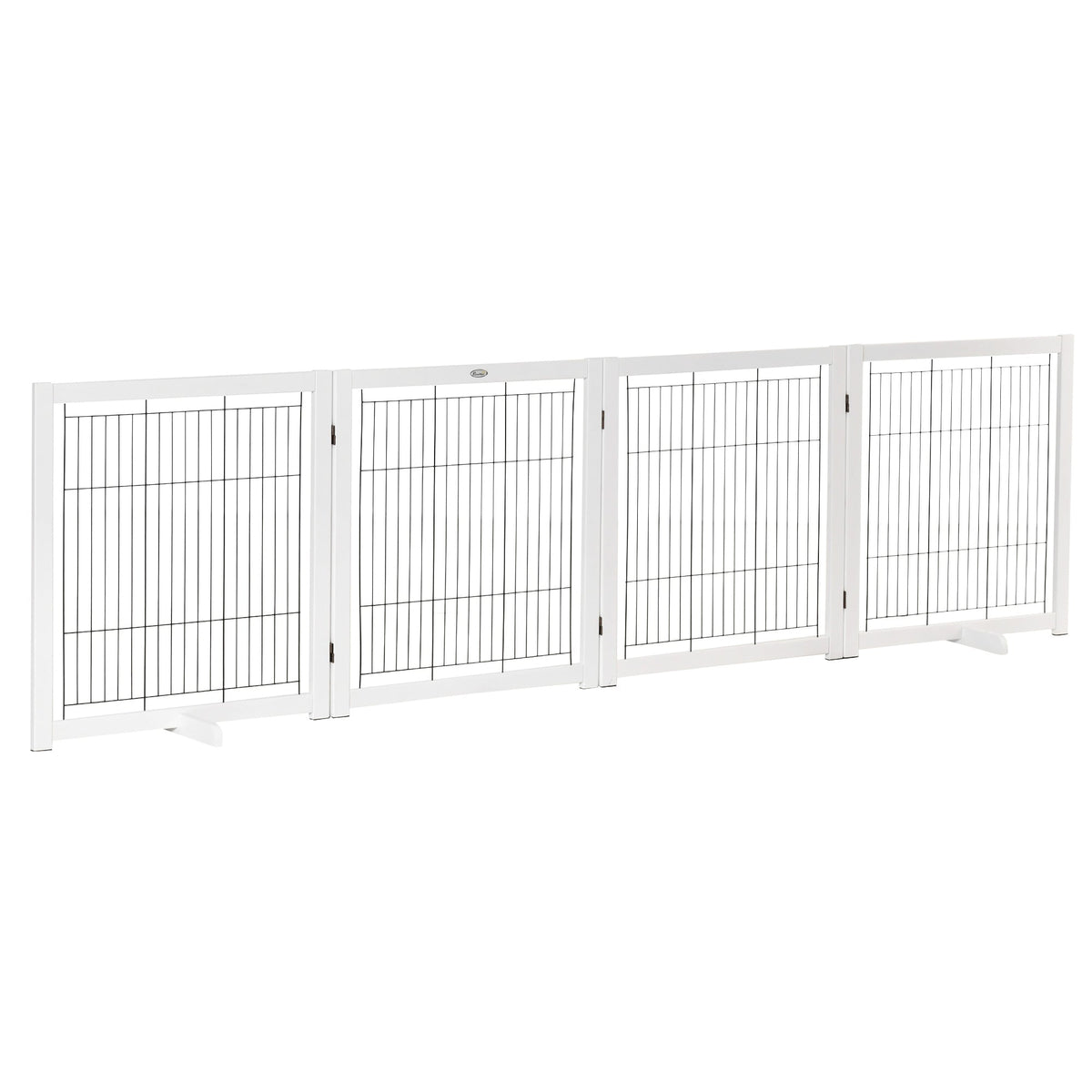 Wooden Dog Gate, Safety Gate, 305 x 35.5 x 82 cm, White Steel