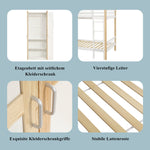 Bunk Bed, Child's with Ladder, Storage & Wardrobe, Pine+PB White+Natural