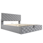 Upholstered Bed with Hydraulic Slatted Frame and Storage, 140x200cm, Grey