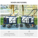 2-in-1 Dog Stroller, Foldable with Removable Basket, Blue