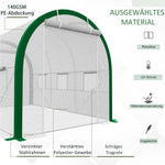 Foil Greenhouse Tunnel, 3.58 x 2.1 x 2.1 m Roller Door, Galvanized Steel, White