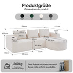 Double Sofa with 3 Pillows and 2 Cup Holders, 265cm Wide Fully Compressed, Feather and Plastic