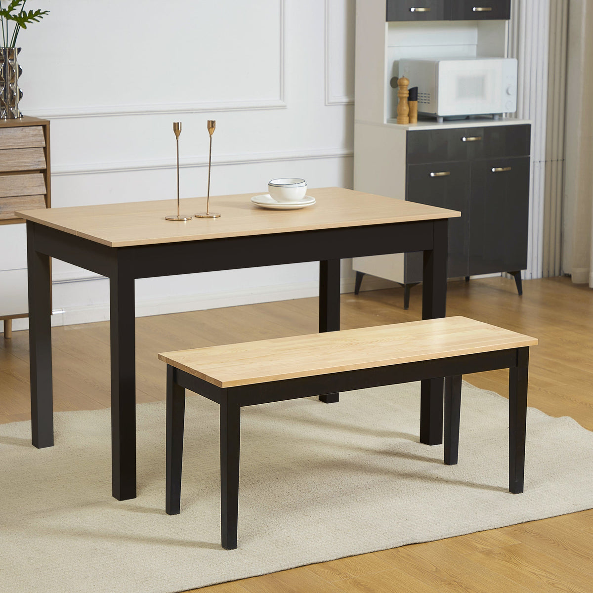 2-seater Dining Bench, Pinewood, 102 x 36 x 45 cm, Natural