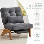 Lounge Chair Adjustable Backless Footrest Lumbar Cushion Wooden Legs, Fabric