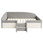 Upholstered Children's Bed 90x190cm with Steps, Grey Velvet