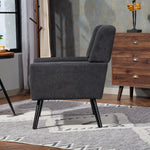 Upholstered Armchair with High-Density Foam and Solid Wood Legs, Black Suede