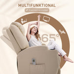 Electric Recliner TV Massage Chair with Reclining Function, Faux Leather Beige