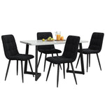 5-Piece Dining Set Rectangular Black Velvet Chairs with Black Legs