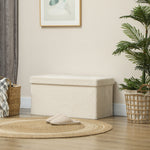 Bench with Storage, Foldable Upholstered Bed Chest, Velvet Cream White