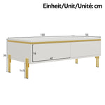 TV Cabinet and Coffee Table Set Modern Luxury High-Gloss Gold Edges Storage - Solid Color