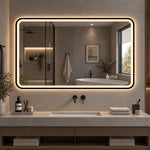 LED Bathroom Mirror 60x100 cm, Dimmable Anti-Fog, Black Aluminum