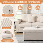 Sofa, Modern LED Combination with Cloud-Like Seating, 3-Seater + Ottoman, Modular L-Shaped