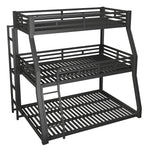 Triple Bunk Bed Frame 90x200/120x200/140x200cm, Black Metal
