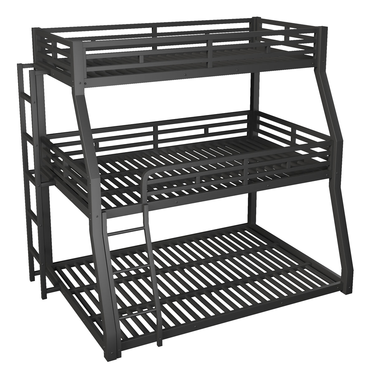 Triple Bunk Bed Frame 90x200/120x200/140x200cm, Black Metal