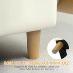 Storage Ottoman, Upholstered Wooden Legs Soft Fabric, Cream White
