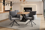 Set of 6 Dining Chairs Upholstered 360° Swivel Lumbar Support - Velvet Grey