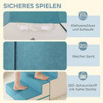 Soft Play Blocks Set, 2-Piece Toddler Climbing Foam, Beige+Blue
