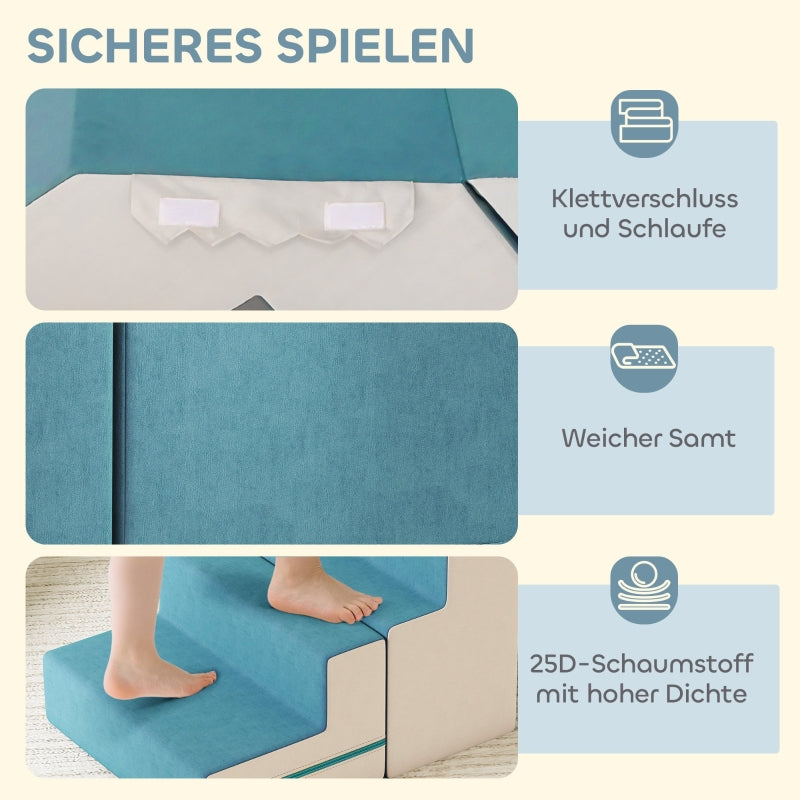 Soft Play Blocks Set, 2-Piece Toddler Climbing Foam, Beige+Blue