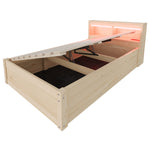 Sofa Bed 90x200cm with LED Light & Storage, Solid Wood