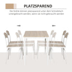 Dining Set 5-Piece Table & 4 Chairs Wood Grain MDF/Metal Grey/White