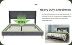 Upholstered Bed, Modern Minimalist with Soft Headboard, 140x200 cm, Grey