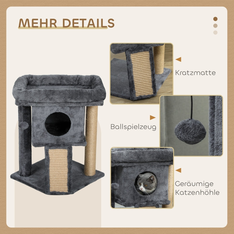 Cat Tree, Jute Scratching Mat, Resting Platform, Play Ball, Cat House, Beige