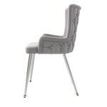 Velvet Dining Chair Set of 4 with Metal Legs Grey