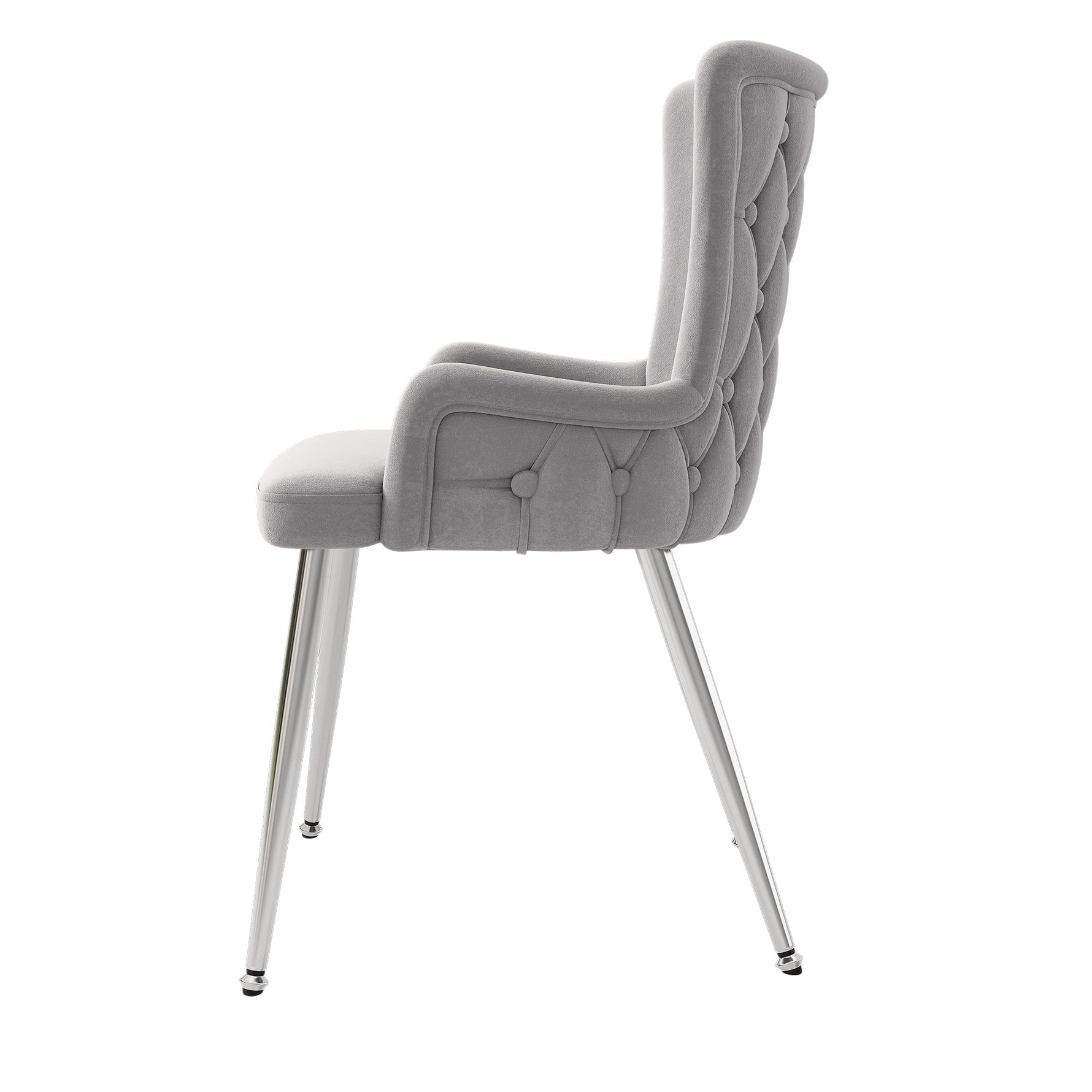 Velvet Dining Chair Set of 4 with Metal Legs Grey