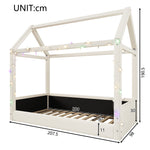 Upholstered Daybed 90x200cm with LED Light Strips - Beige