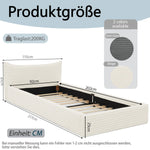 Single Bed 90x200cm, Eucalyptus Wood Frame, Corduroy Cover, Beige