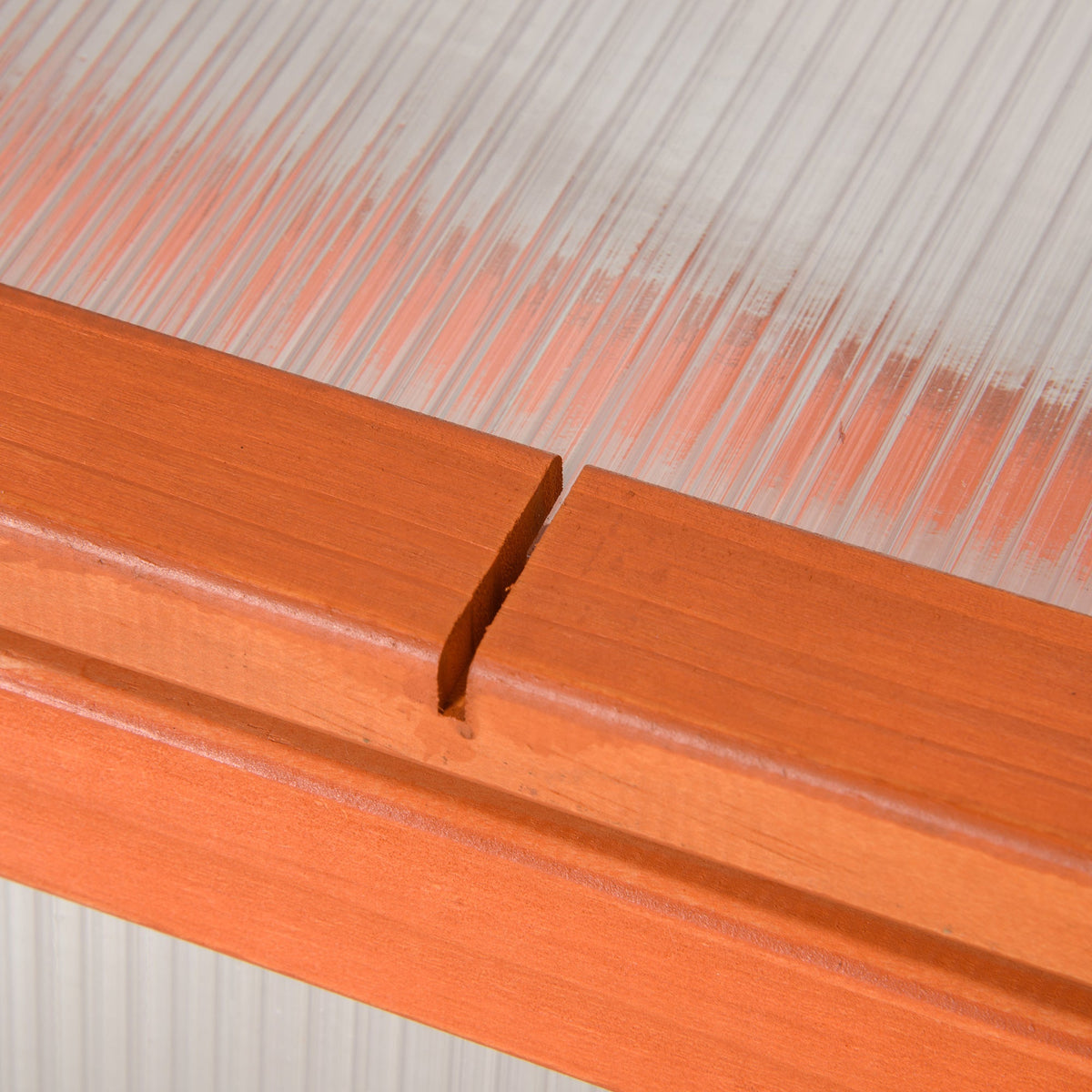 Cold Frame Greenhouse, Weatherproof Wood & Polycarbonate, Orange