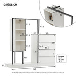 Drawer Cabinet Wardrobe Set Sideboard Clothes Rail W140/W40/H135 White