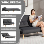 2-Seater Sofa Bed, Adjustable Backrest, Fabric Upholstery, Grey