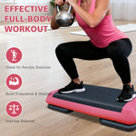 Aerobic Stepper, 76cm/28.5" Adjustable Workout Platform with 2 Risers, Red Black