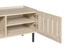 Minimalist Lowboard TV Stand 160cm Openwork Design for 65-inch TV - Natural Wood