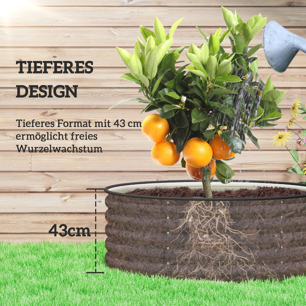 Raised Bed, Steel, 120x120x43cm, Steel