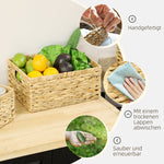 Storage Baskets, Set of 3 Woven Water Hyacinth for Storage and Organization, Natural Wood