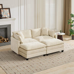 Cloud Sofa Loveseat, Modern Sectional Couch with Double Layer Cushions, Beige Chenille Fabric