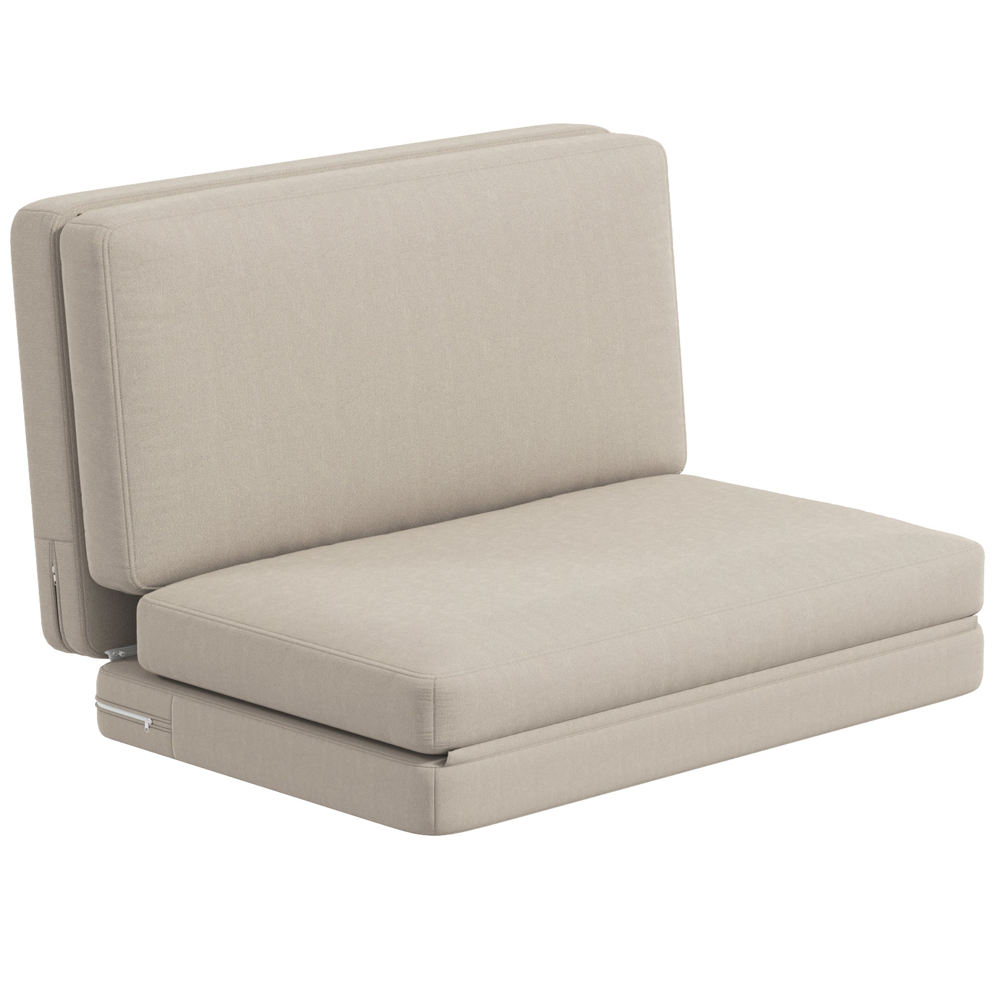 3-in-1 Folding Sofa Bed, Velvet Upholstered with Storage, Beige