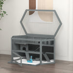 Rodent Cage, 3-Tier Hexagonal with Ramp, Wood Gray