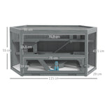 Rodent Cage, 3-Tier Hexagonal with Ramp, Wood Gray