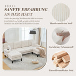 Modern 4-Seater U-Shaped Sofa with Double Chaise Lounge and Corduroy Upholstery, Beige
