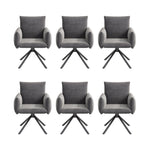 Set of 6 Dining Chairs Upholstered 360° Swivel Lumbar Support - Velvet Grey