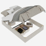 Modern Bed Frame 140x200cm Pneumatic Rod, Beige Dutch Velour